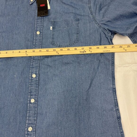Levis Mens Long-Sleeve Denim Button-Down Shirt Size L Tencel Blend Light Blue - Picture 7 of 13